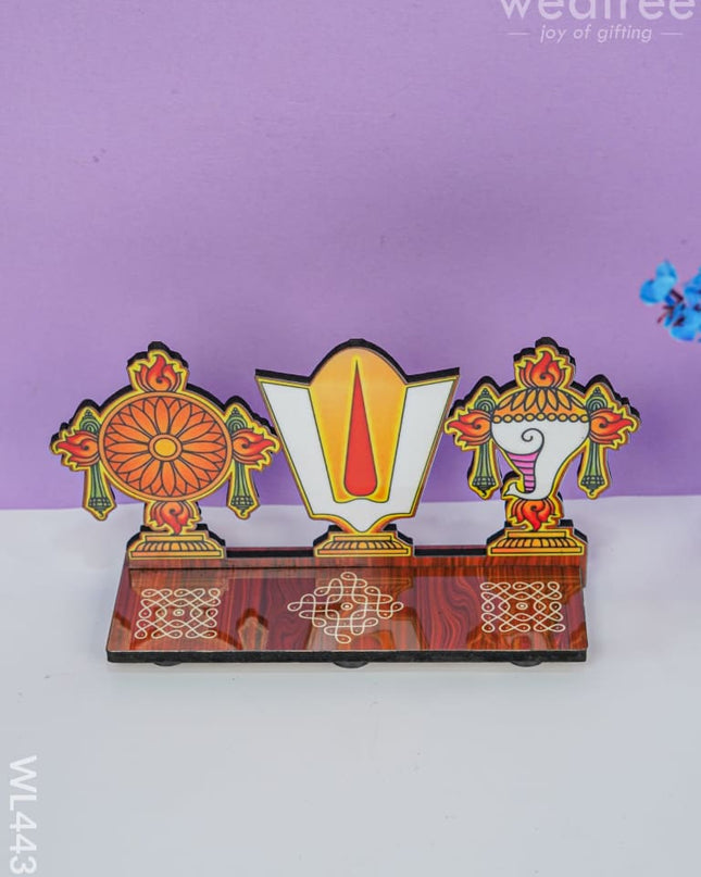 Shank-Chakra-Naama Wall Hanging With Stand - Wl4435 Wooden Utility