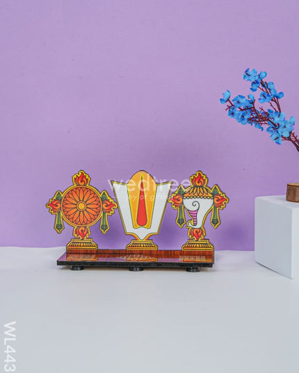 Shank-Chakra-Naama Wall Hanging With Stand - Wl4435 Wooden Utility