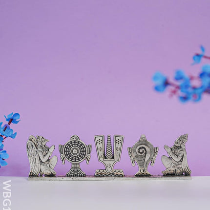 Zinc Alloy Shank Chakra Nama Stand - Wbg1424 Silver Antique Murti Rg