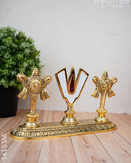 Shankh Chakra Tilak Idol - 5 inch - Gold - WL5191-1 - White Metal