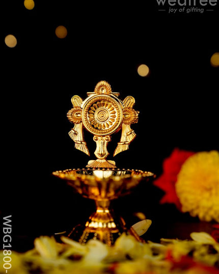 Shanku Chakra Diya - Gold - 3 inch - WBG1800-1 - White Metal Diya RG
