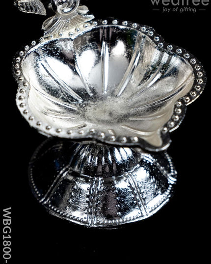 Shanku Chakra Diya - Silver - 3 inch - WBG1800-2 - White Metal Diya RG