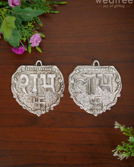 White Metal Shubh Laabh Plates (Set Of 2) - Wl1973 Figurine Rg