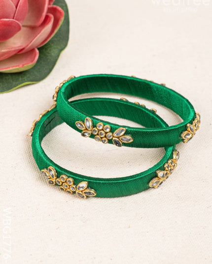Silk Thread Bangles - Set of 2 - 2.6 inch - WBG1776-1 - Bangles & Bracelets