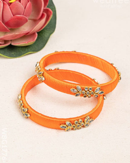 Silk Thread Bangles - Set of 2 - 2.6 inch - WBG1776-1 - Bangles & Bracelets