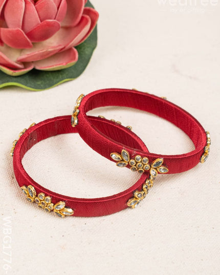 Silk Thread Bangles - Set of 2 - 2.6 inch - WBG1776-1 - Bangles & Bracelets