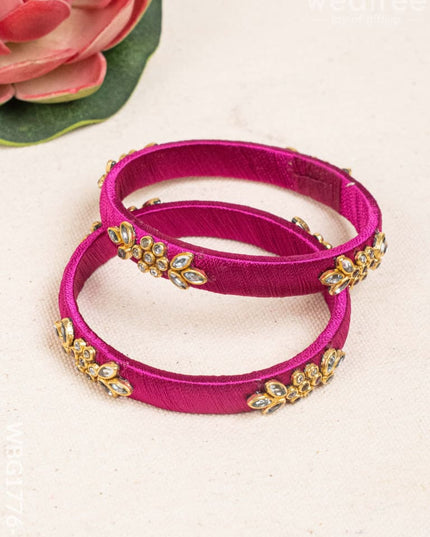 Silk Thread Bangles - Set of 2 - 2.6 inch - WBG1776-1 - Bangles & Bracelets