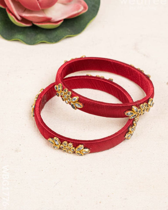 Silk Thread Bangles - Set of 2 - 2.6 inch - WBG1776-1 - Bangles & Bracelets