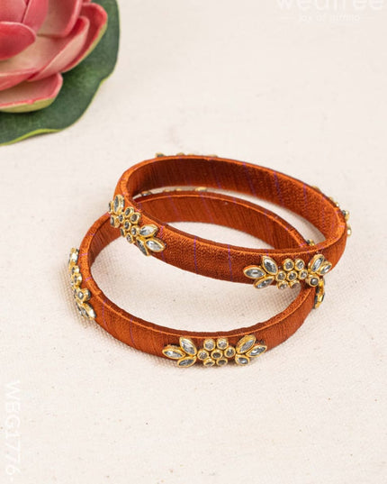 Silk Thread Bangles - Set of 2 - 2.6 inch - WBG1776-1 - Bangles & Bracelets