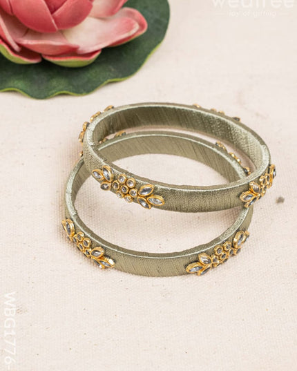 Silk Thread Bangles - Set of 2 - 2.6 inch - WBG1776-1 - Bangles & Bracelets