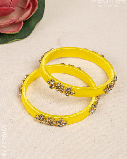 Silk Thread Bangles - Set of 2 - 2.6 inch - WBG1776-1 - Bangles & Bracelets