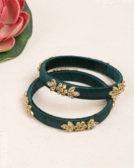 Silk Thread Bangles - Set of 2 - 2.6 inch - WBG1776-1 - Bangles & Bracelets