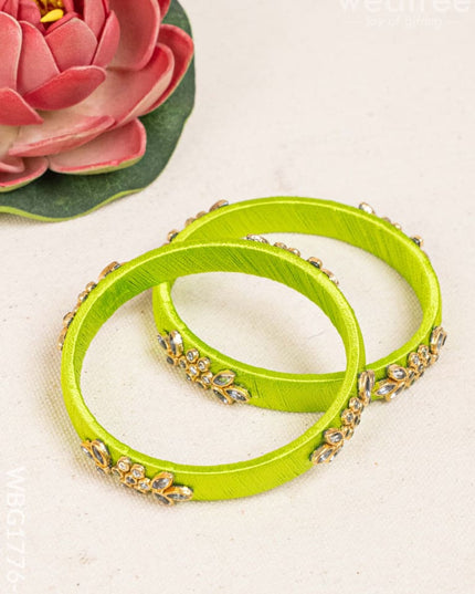 Silk Thread Bangles - Set of 2 - 2.6 inch - WBG1776-1 - Bangles & Bracelets
