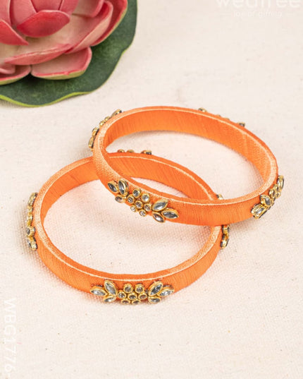 Silk Thread Bangles - Set of 2 - 2.6 inch - WBG1776-1 - Bangles & Bracelets