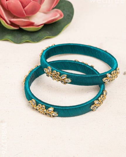 Silk Thread Bangles - Set of 2 - 2.6 inch - WBG1776-1 - Bangles & Bracelets