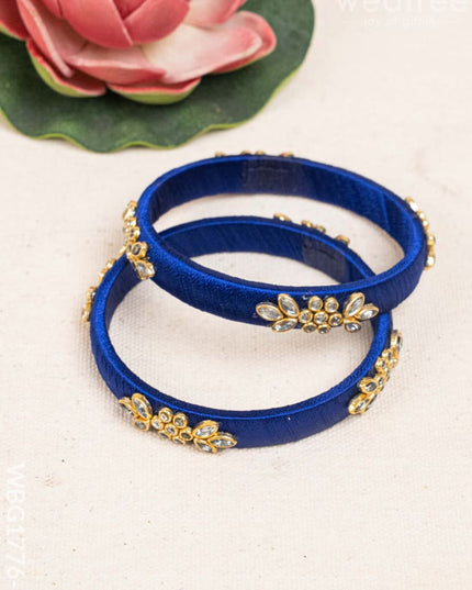 Silk Thread Bangles - Set of 2 - 2.6 inch - WBG1776-1 - Bangles & Bracelets