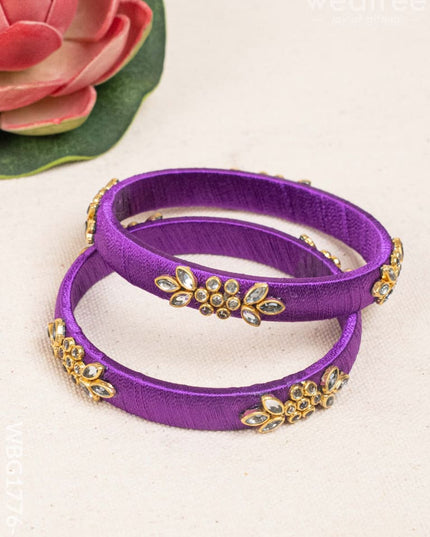 Silk Thread Bangles - Set of 2 - 2.6 inch - WBG1776-1 - Bangles & Bracelets