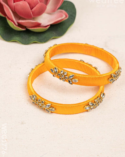Silk Thread Bangles - Set of 2 - 2.6 inch - WBG1776-1 - Bangles & Bracelets