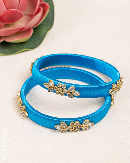 Silk Thread Bangles - Set of 2 - 2.6 inch - WBG1776-1 - Bangles & Bracelets