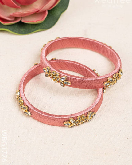 Silk Thread Bangles - Set of 2 - 2.6 inch - WBG1776-1 - Bangles & Bracelets