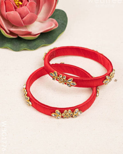 Silk Thread Bangles - Set of 2 - 2.6 inch - WBG1776-1 - Bangles & Bracelets