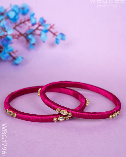 Silk Thread Bangles - Set of 2 - 2.6 inch - WBG1796-1 - Bangles & Bracelets