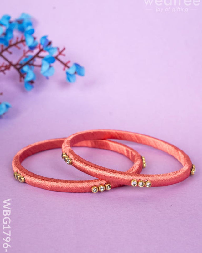 Silk Thread Bangles - Set of 2 - 2.6 inch - WBG1796-1 - Bangles & Bracelets