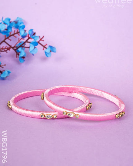 Silk Thread Bangles - Set of 2 - 2.6 inch - WBG1796-1 - Bangles & Bracelets