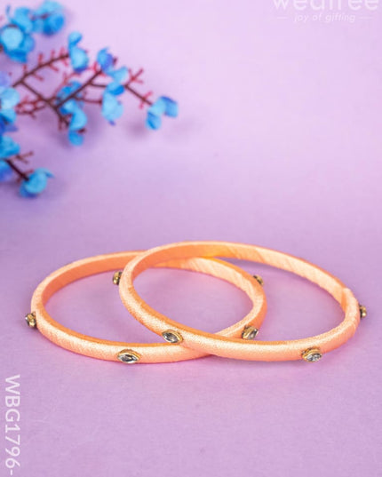 Silk Thread Bangles - Set of 2 - 2.6 inch - WBG1796-1 - Bangles & Bracelets