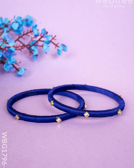Silk Thread Bangles - Set of 2 - 2.6 inch - WBG1796-1 - Bangles & Bracelets
