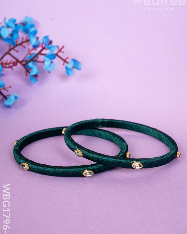 Silk Thread Bangles - Set of 2 - 2.6 inch - WBG1796-1 - Bangles & Bracelets