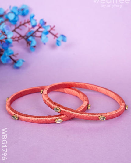 Silk Thread Bangles - Set of 2 - 2.6 inch - WBG1796-1 - Bangles & Bracelets