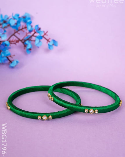 Silk Thread Bangles - Set of 2 - 2.6 inch - WBG1796-1 - Bangles & Bracelets