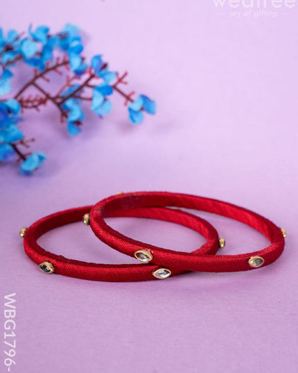 Silk Thread Bangles - Set of 2 - 2.6 inch - WBG1796-1 - Bangles & Bracelets