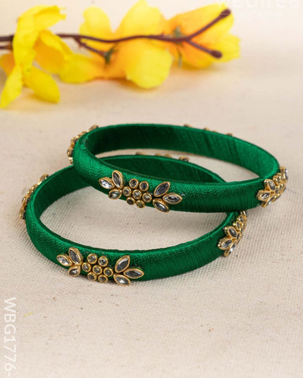 Silk Thread Bangles - Set of 2 - 2.8 inch - WBG1776-2 - Bangles & Bracelets