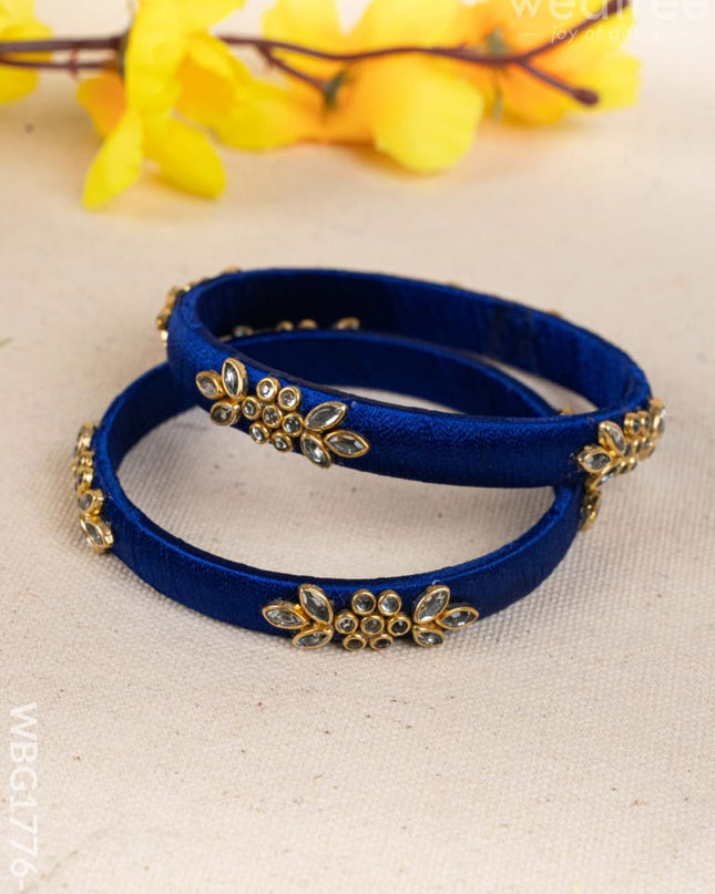Silk Thread Bangles - Set of 2 - 2.8 inch - WBG1776-2 - Bangles & Bracelets