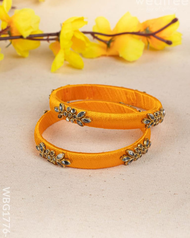 Silk Thread Bangles - Set of 2 - 2.8 inch - WBG1776-2 - Bangles & Bracelets