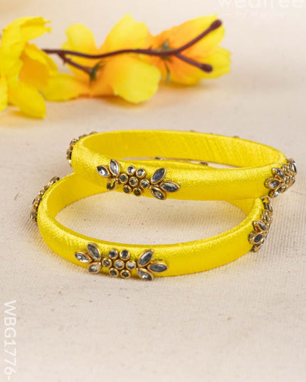 Silk Thread Bangles - Set of 2 - 2.8 inch - WBG1776-2 - Bangles & Bracelets