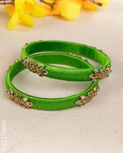 Silk Thread Bangles - Set of 2 - 2.8 inch - WBG1776-2 - Bangles & Bracelets