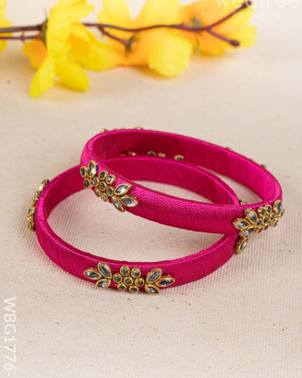 Silk Thread Bangles - Set of 2 - 2.8 inch - WBG1776-2 - Bangles & Bracelets