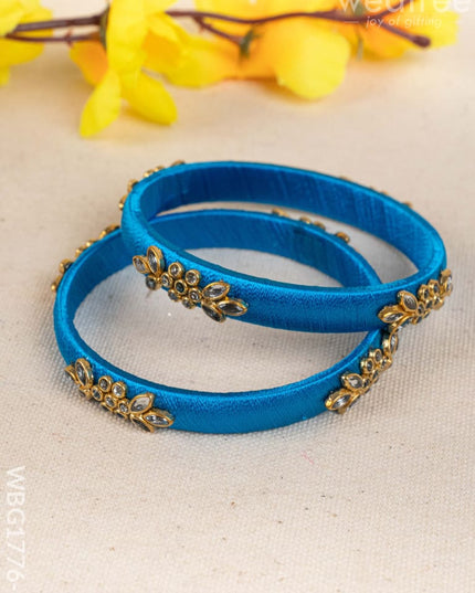 Silk Thread Bangles - Set of 2 - 2.8 inch - WBG1776-2 - Bangles & Bracelets