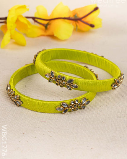 Silk Thread Bangles - Set of 2 - 2.8 inch - WBG1776-2 - Bangles & Bracelets