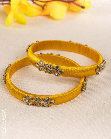 Silk Thread Bangles - Set of 2 - 2.8 inch - WBG1776-2 - Bangles & Bracelets