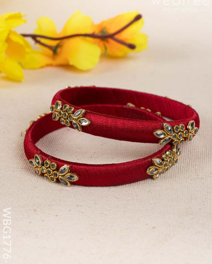 Silk Thread Bangles - Set of 2 - 2.8 inch - WBG1776-2 - Bangles & Bracelets
