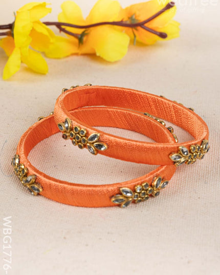 Silk Thread Bangles - Set of 2 - 2.8 inch - WBG1776-2 - Bangles & Bracelets