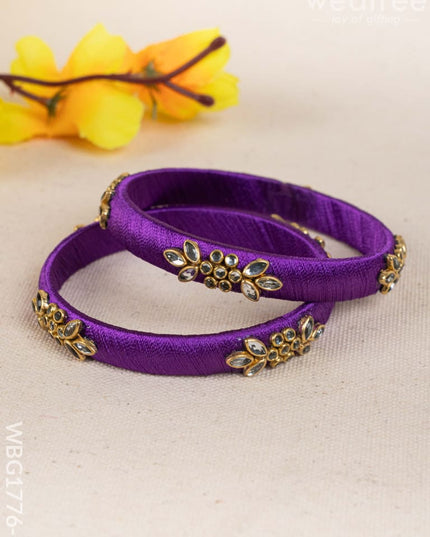 Silk Thread Bangles - Set of 2 - 2.8 inch - WBG1776-2 - Bangles & Bracelets