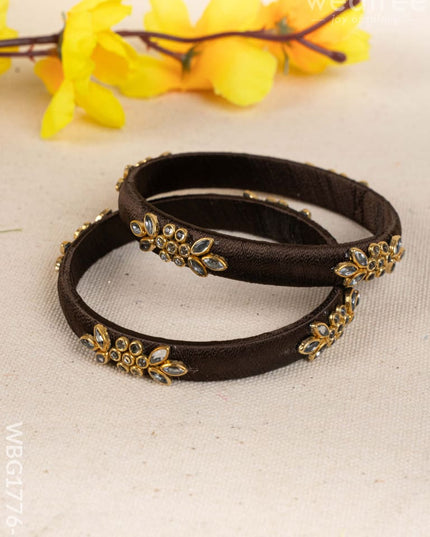 Silk Thread Bangles - Set of 2 - 2.8 inch - WBG1776-2 - Bangles & Bracelets