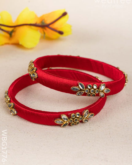 Silk Thread Bangles - Set of 2 - 2.8 inch - WBG1776-2 - Bangles & Bracelets