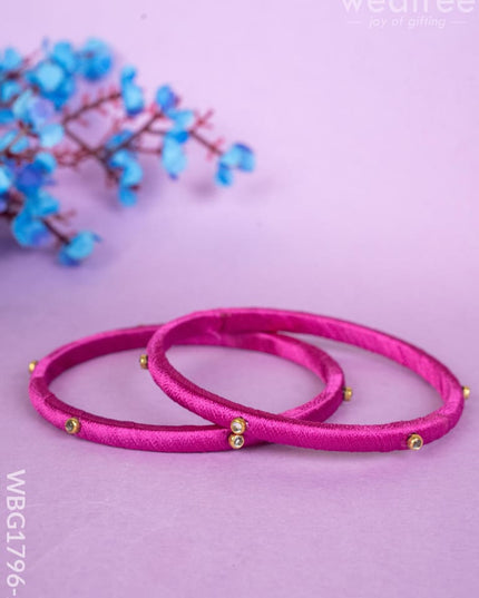 Silk Thread Bangles - Set of 2 - 2.8 inch - WBG1796-2 - Bangles & Bracelets