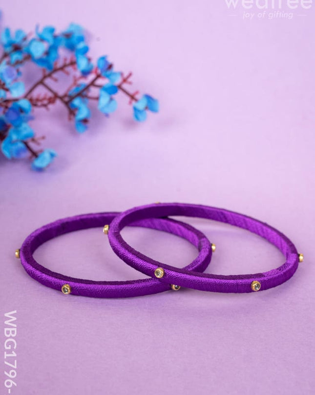Silk Thread Bangles - Set of 2 - 2.8 inch - WBG1796-2 - Bangles & Bracelets